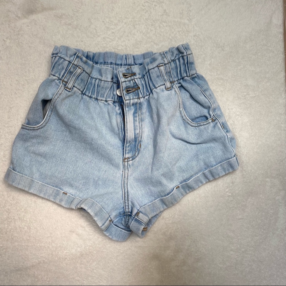 pacsun paper bag denim shorts